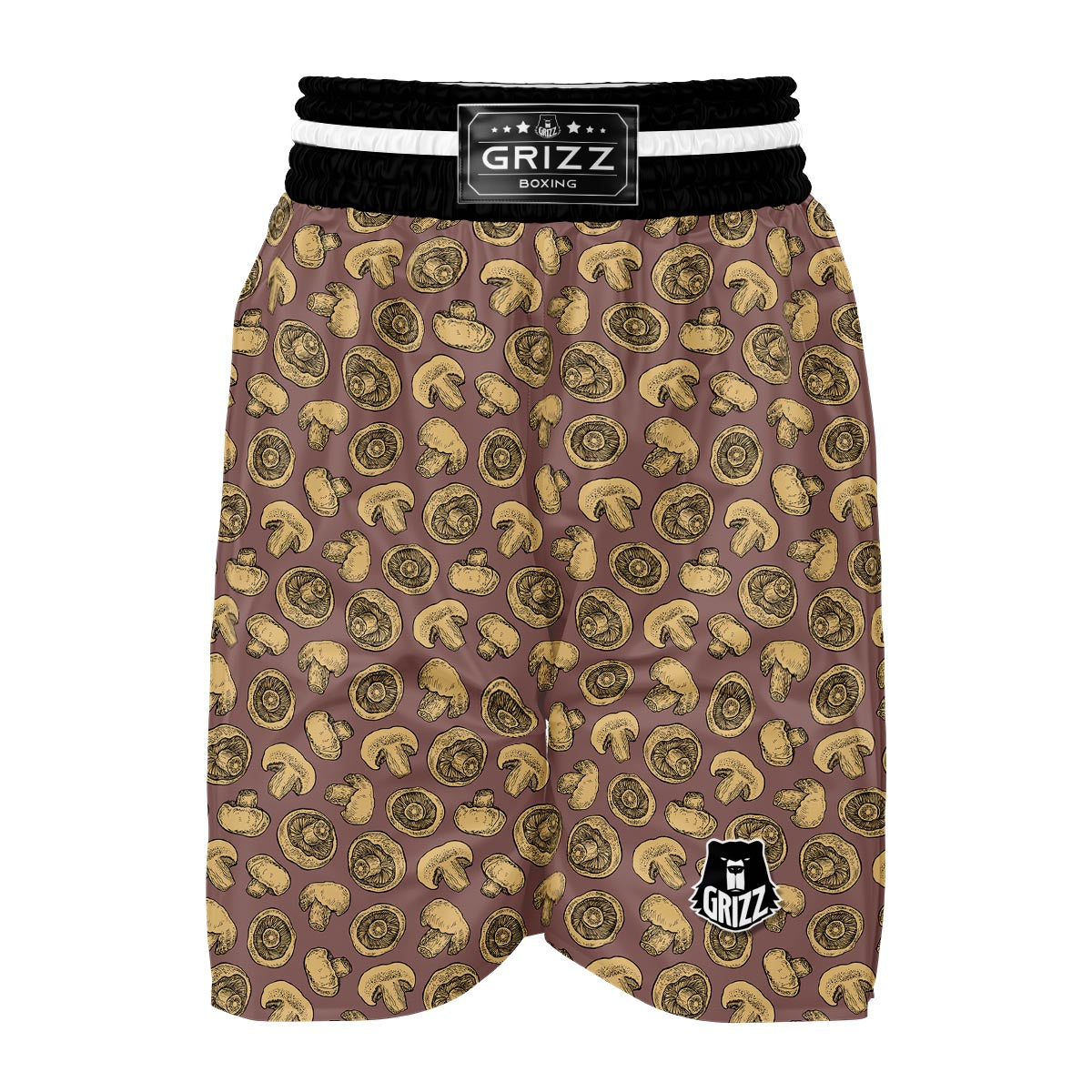 Brown Mushroom Pattern Print Boxing Shorts-grizzshop