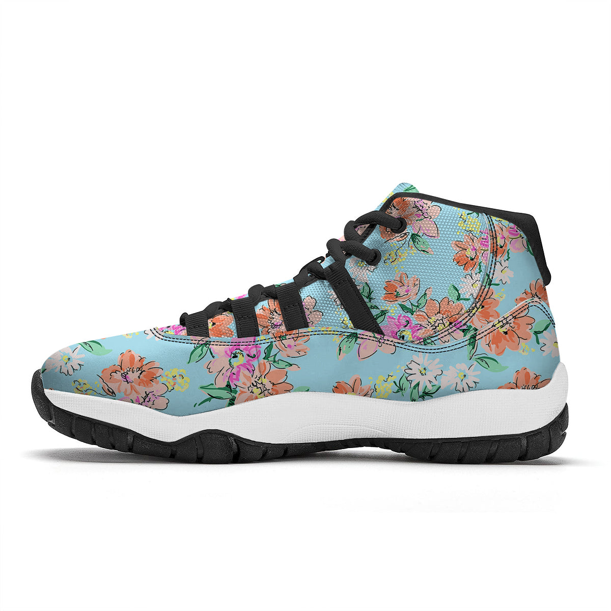 Brown Patchwork Paisley Print Pattern Black Bball Shoes-grizzshop