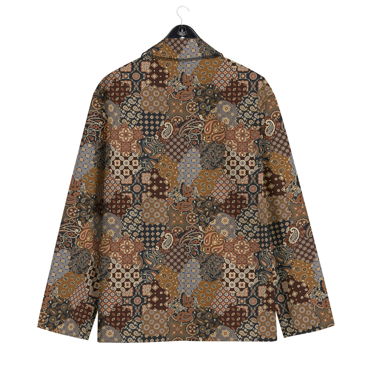 Brown Patchwork Paisley Print Pattern Men's Sport Coat-grizzshop