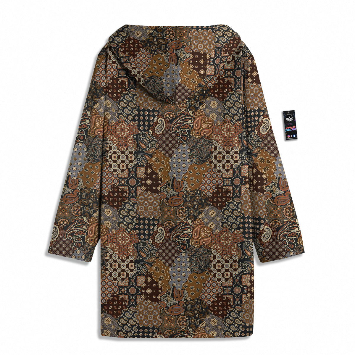 Brown Patchwork Paisley Print Pattern Men's Windbreaker Jacket-grizzshop
