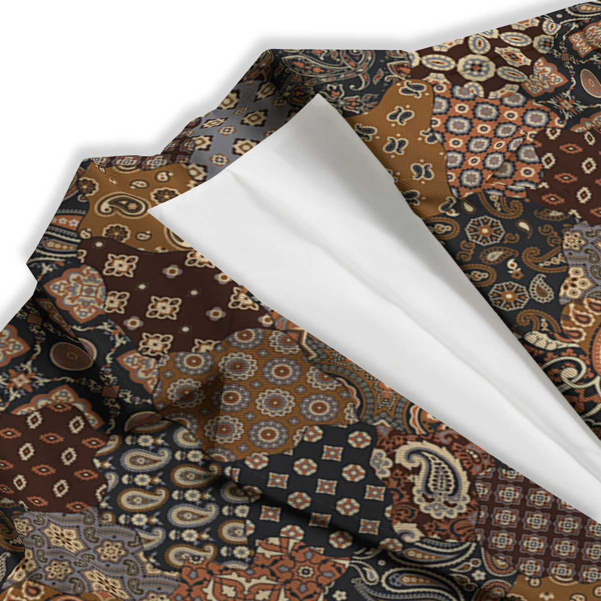 Brown Patchwork Paisley Print Pattern Women's Blazer-grizzshop
