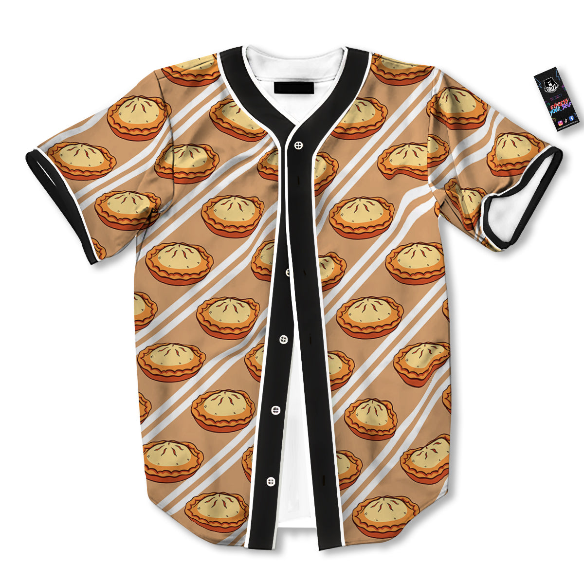 Brown Pie Crumble Print Pattern Baseball Jersey-grizzshop