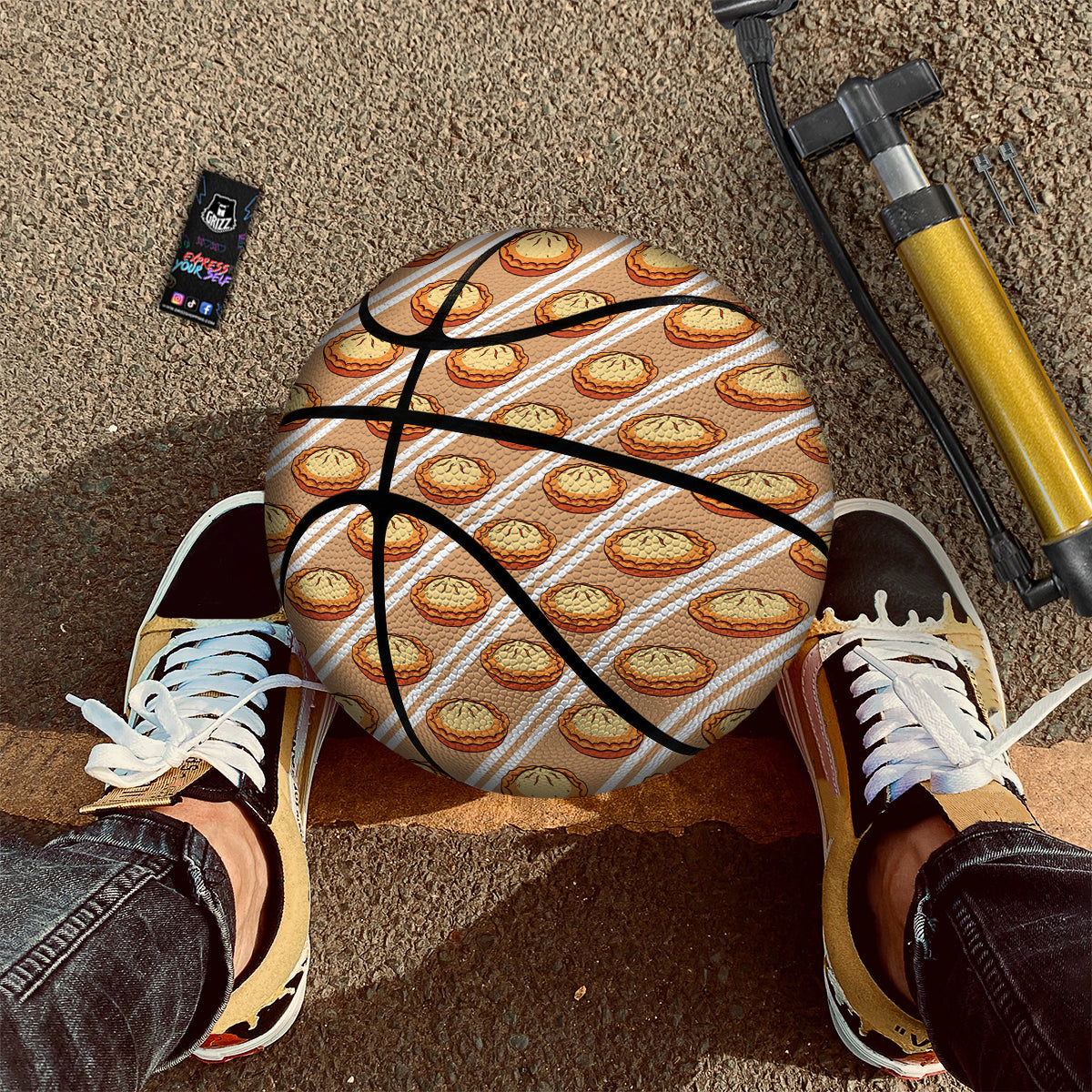 Brown Pie Crumble Print Pattern Basketball-grizzshop