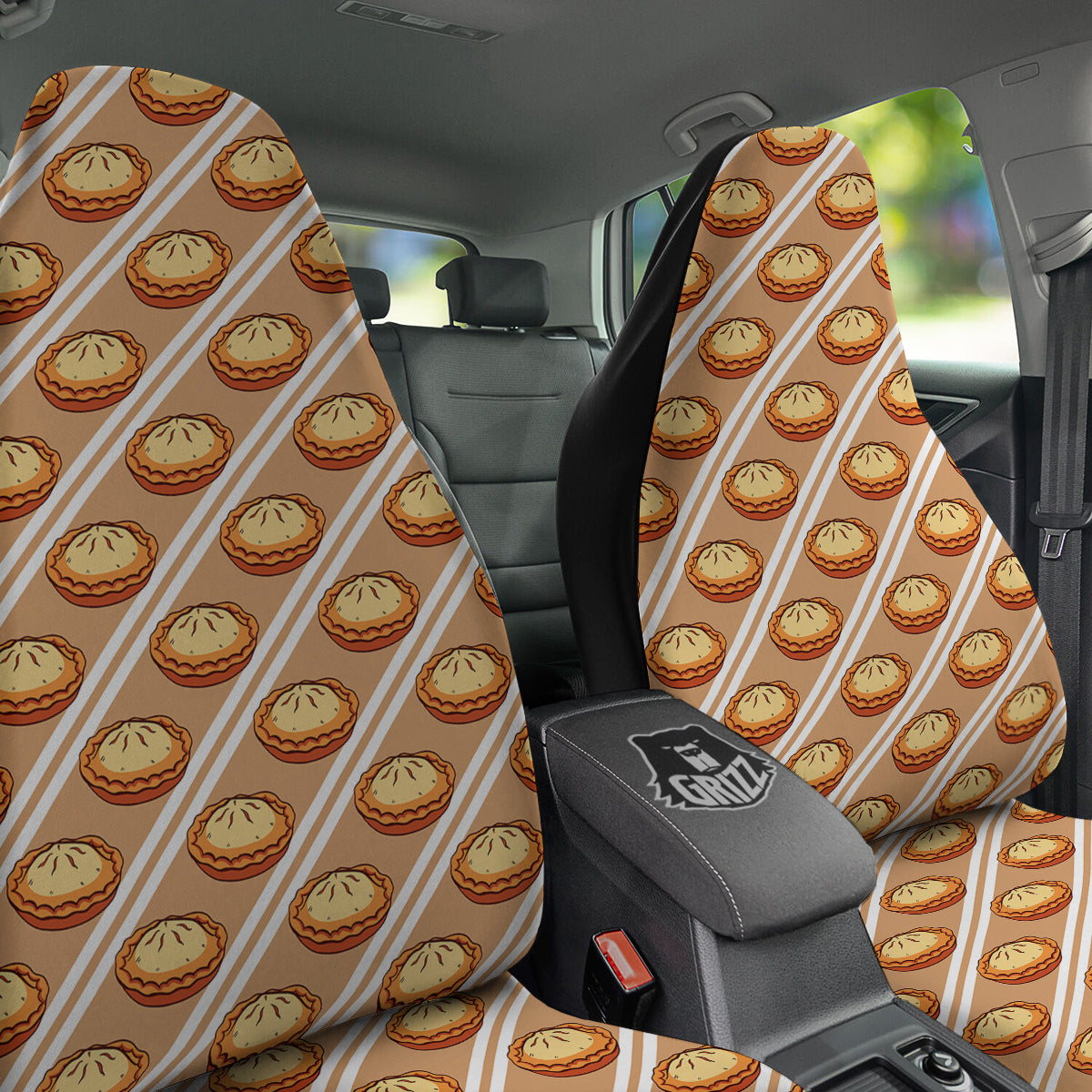 Brown Pie Crumble Print Pattern Car Seat Covers-grizzshop