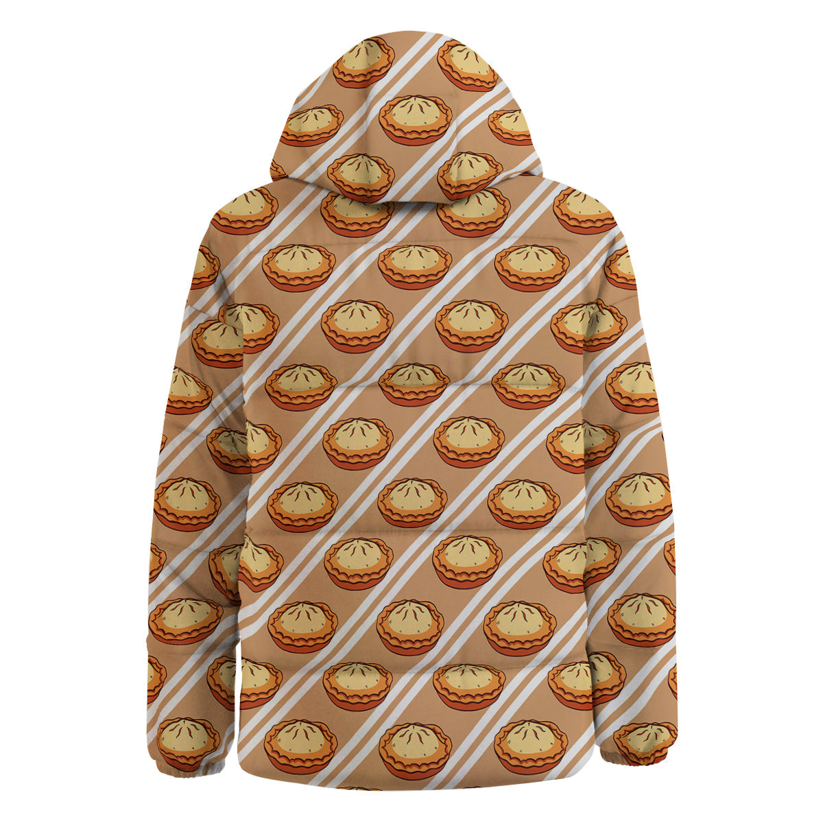 Brown Pie Crumble Print Pattern Down Jacket-grizzshop