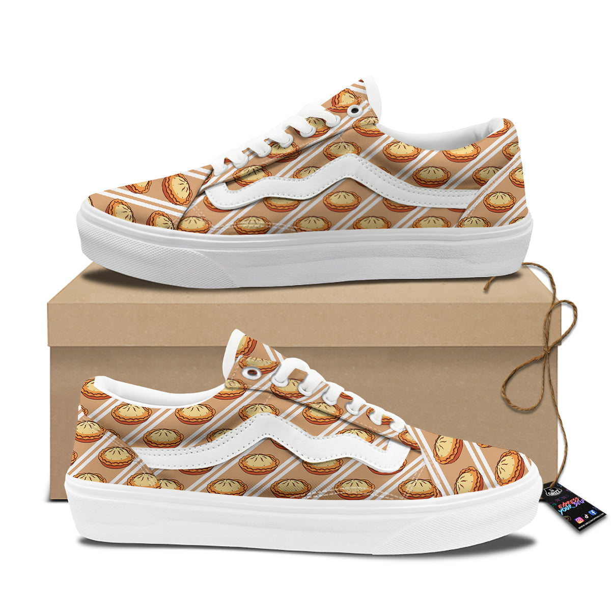 Brown Pie Crumble Print Pattern Skate Shoes-grizzshop