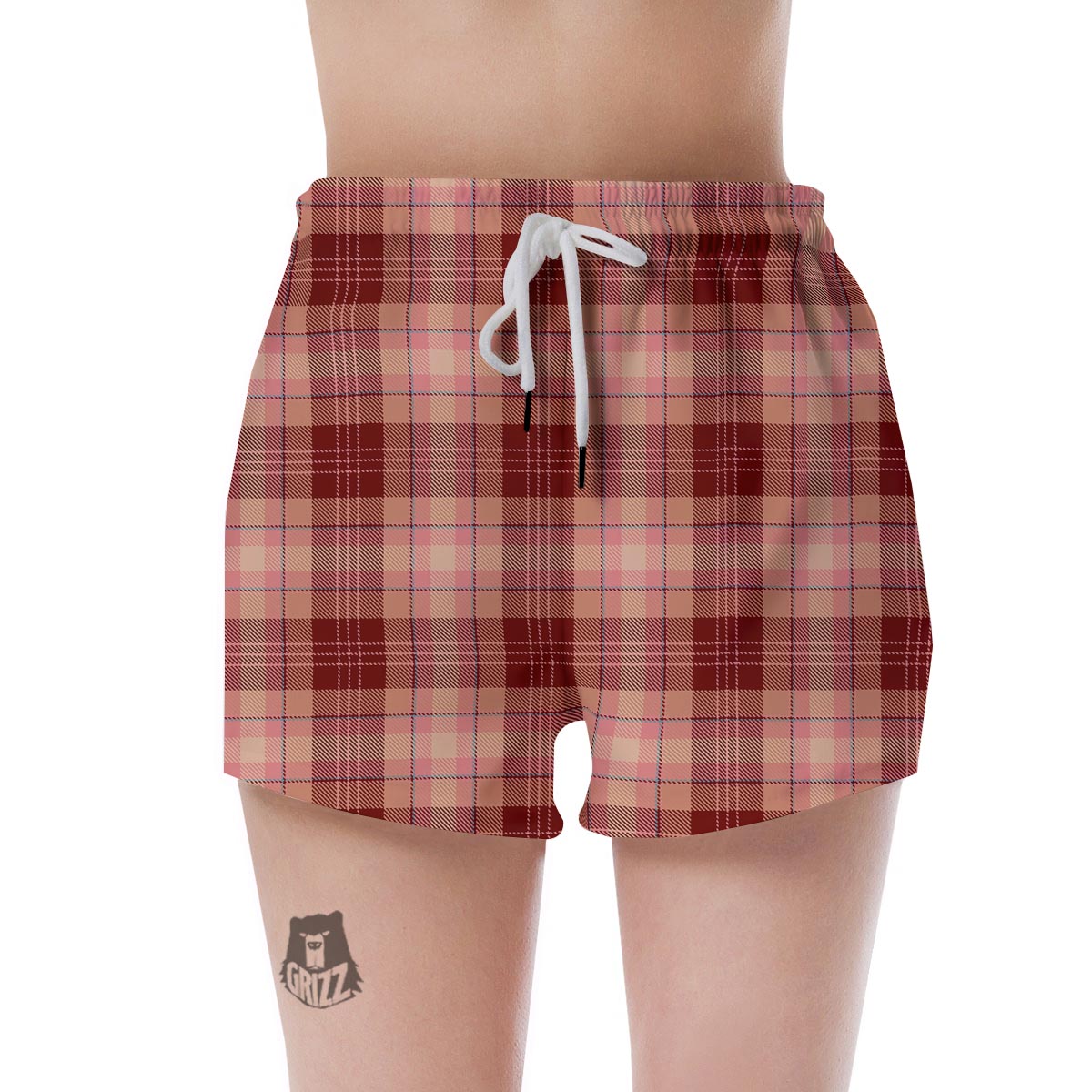 Brown Plaid Tartan Women's Shorts-grizzshop