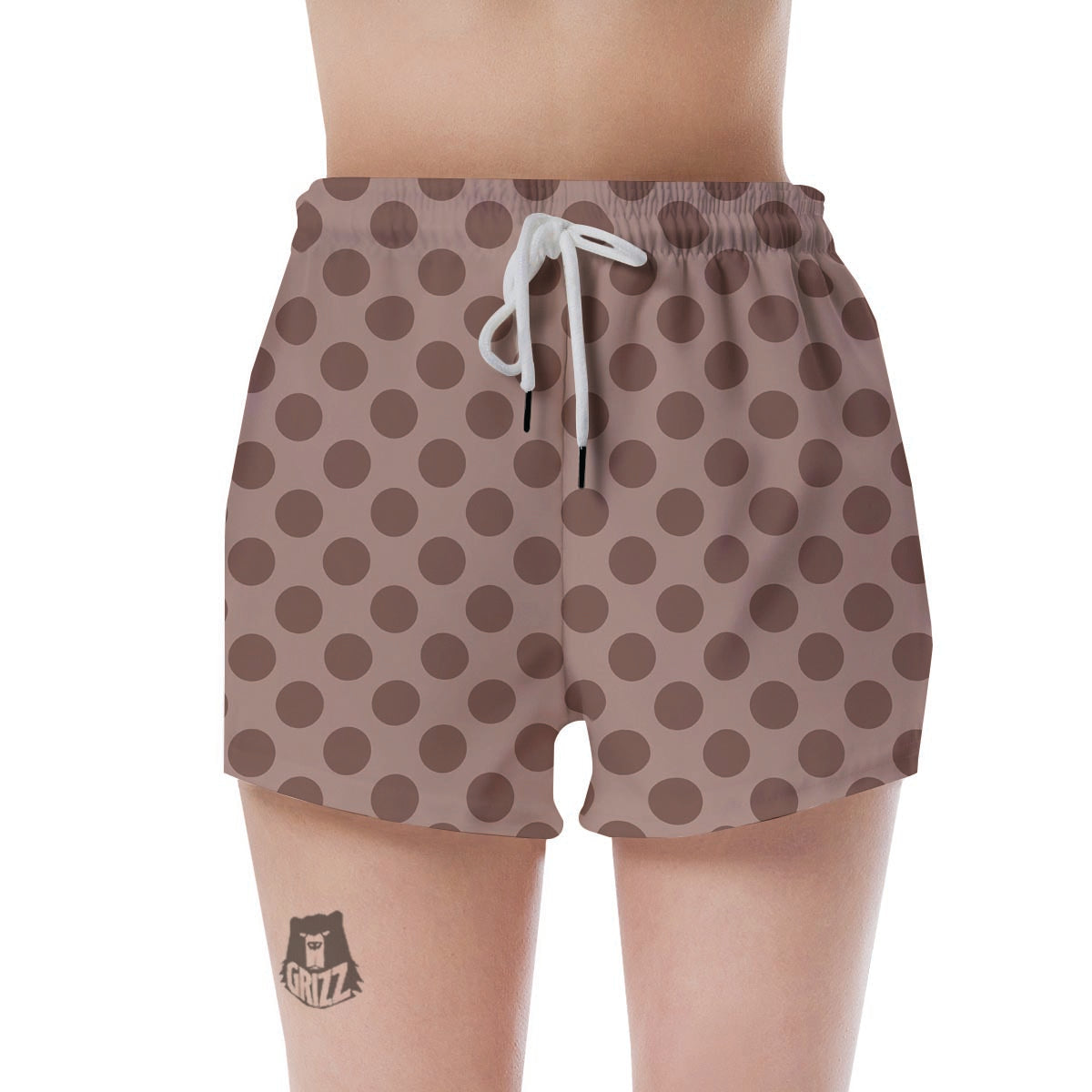 Brown Polka Dot Women's Shorts-grizzshop