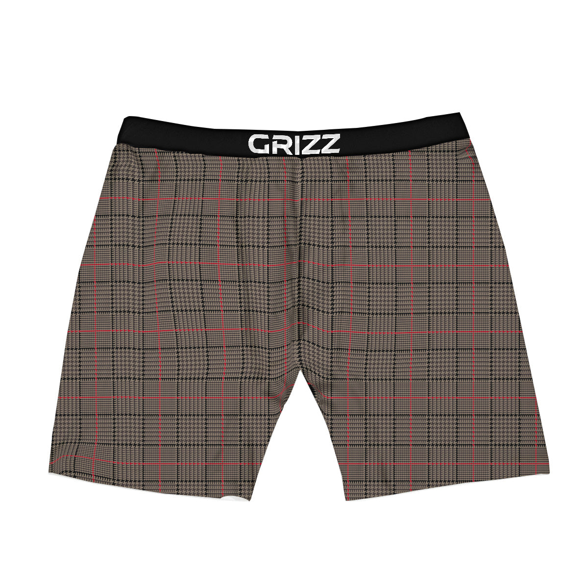 Brown Prince OF Wales Check Print Boxer Briefs-grizzshop