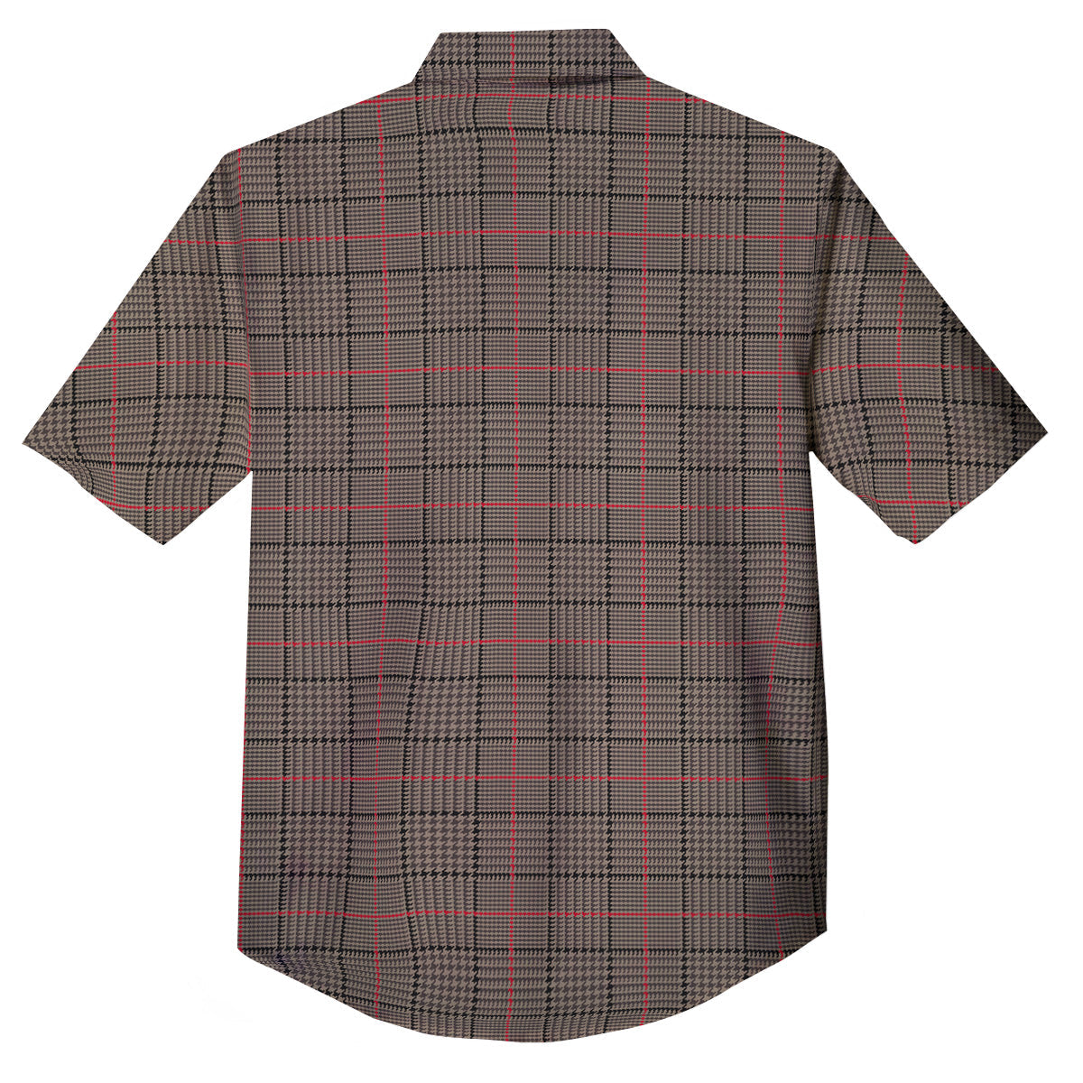 Brown Prince OF Wales Check Print Button Up Shirt-grizzshop