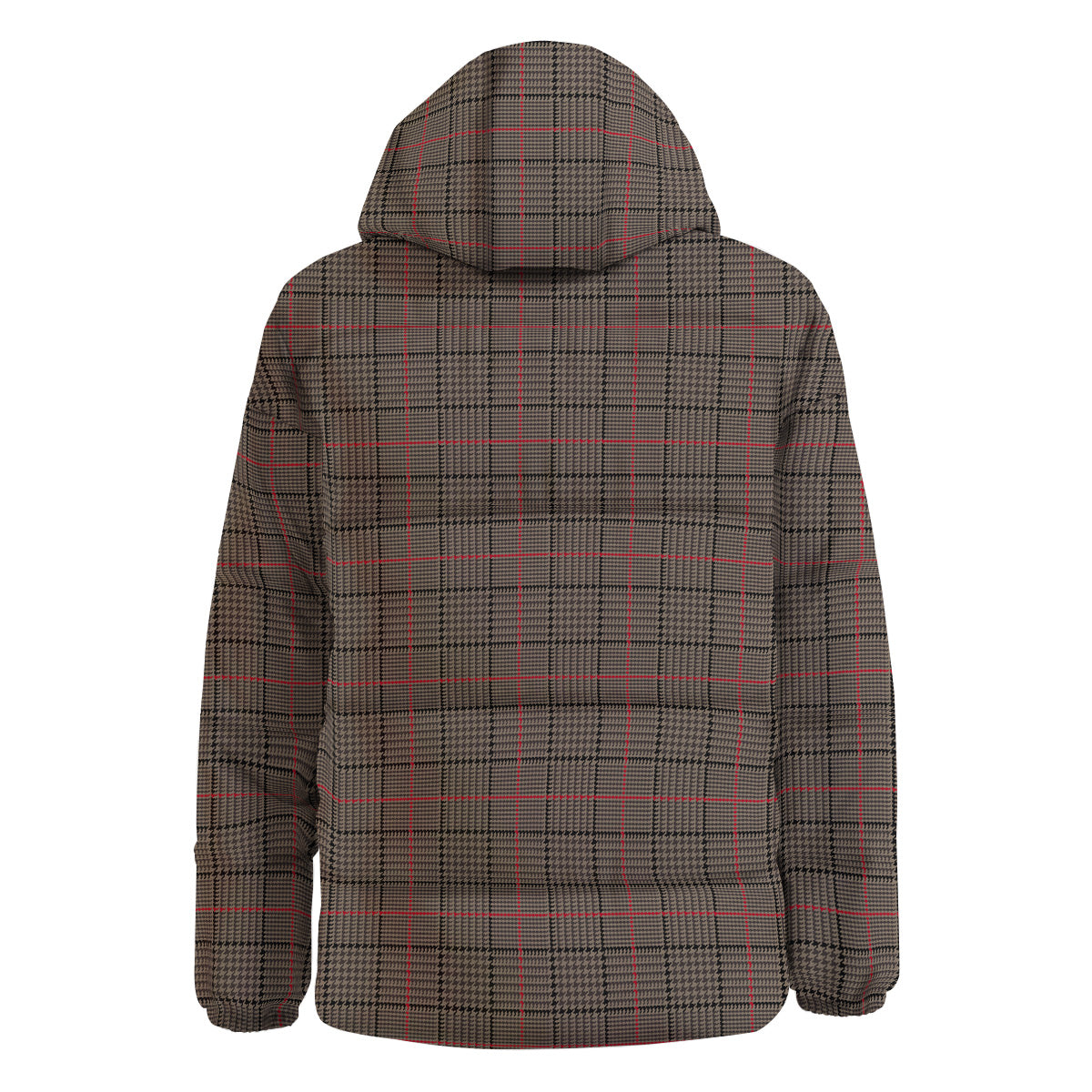Brown Prince OF Wales Check Print Down Jacket-grizzshop