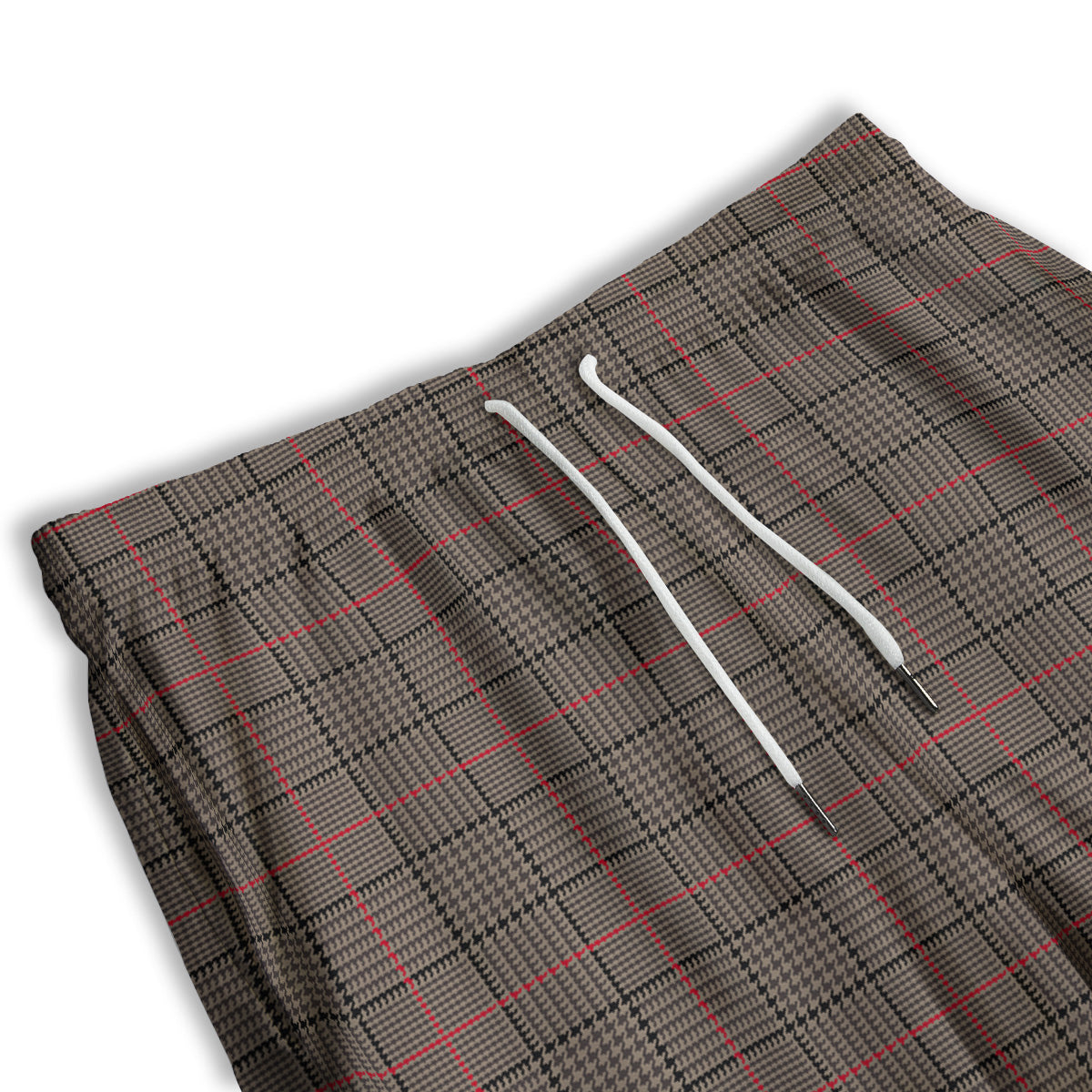 Brown Prince OF Wales Check Print Men's Athletic Shorts