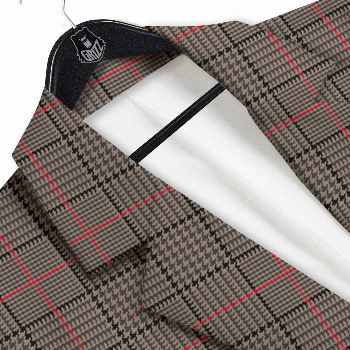 Brown Prince OF Wales Check Print Men's Sport Coat-grizzshop
