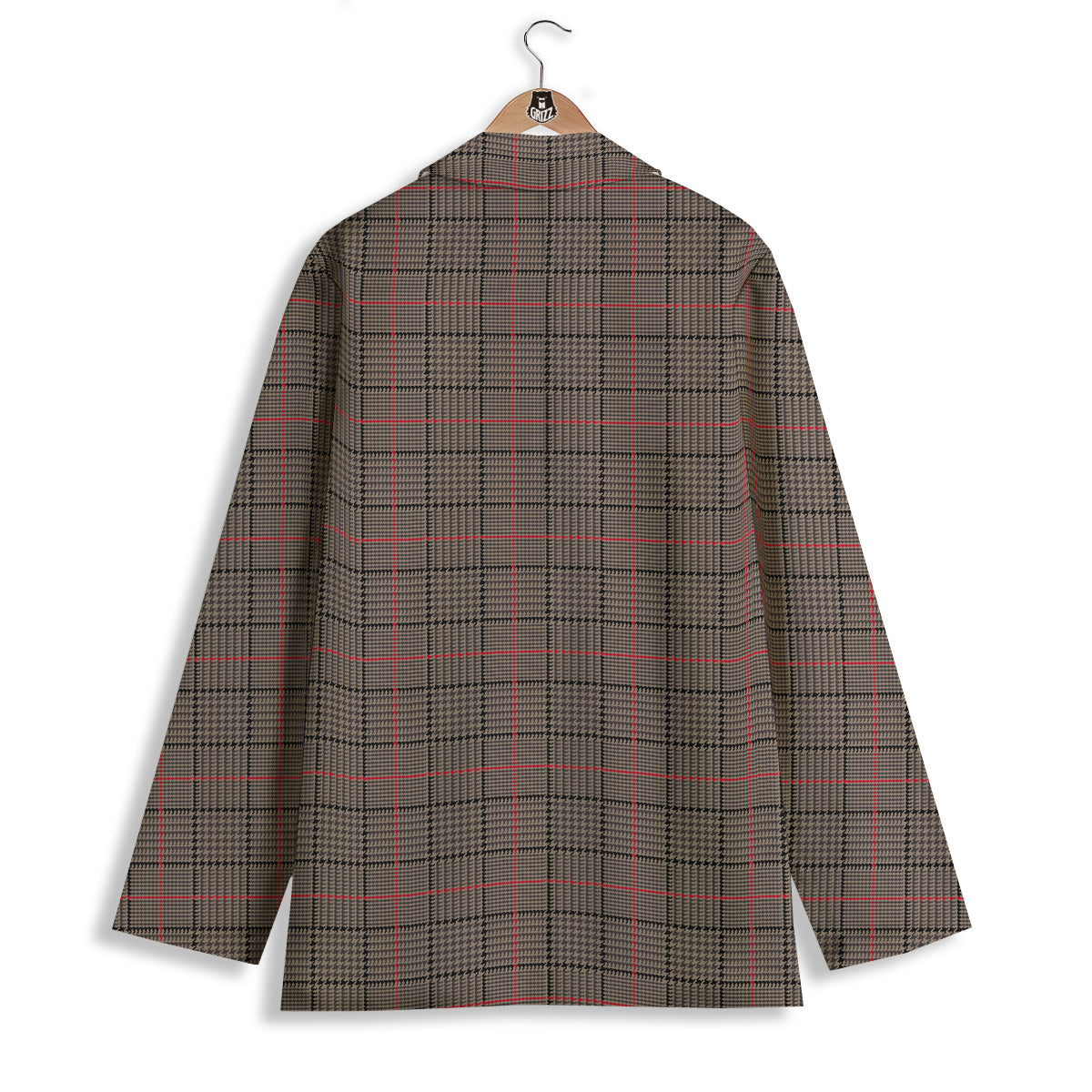 Brown Prince OF Wales Check Print Women's Blazer-grizzshop
