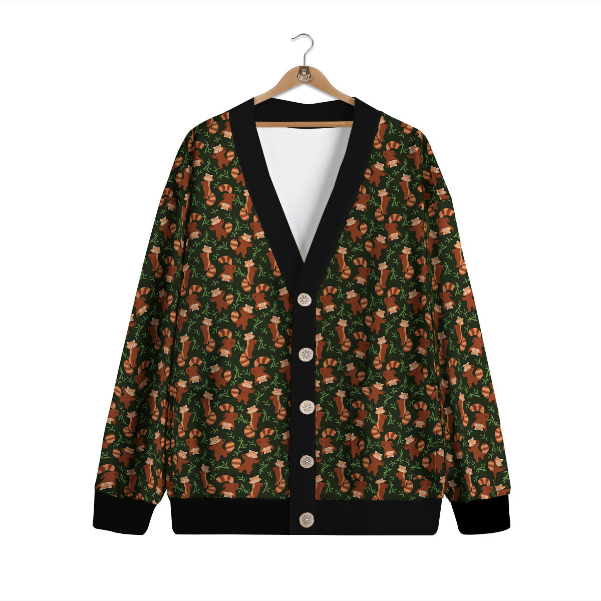 Brown Raccoon Cartoon Cute Print Pattern Cardigan-grizzshop