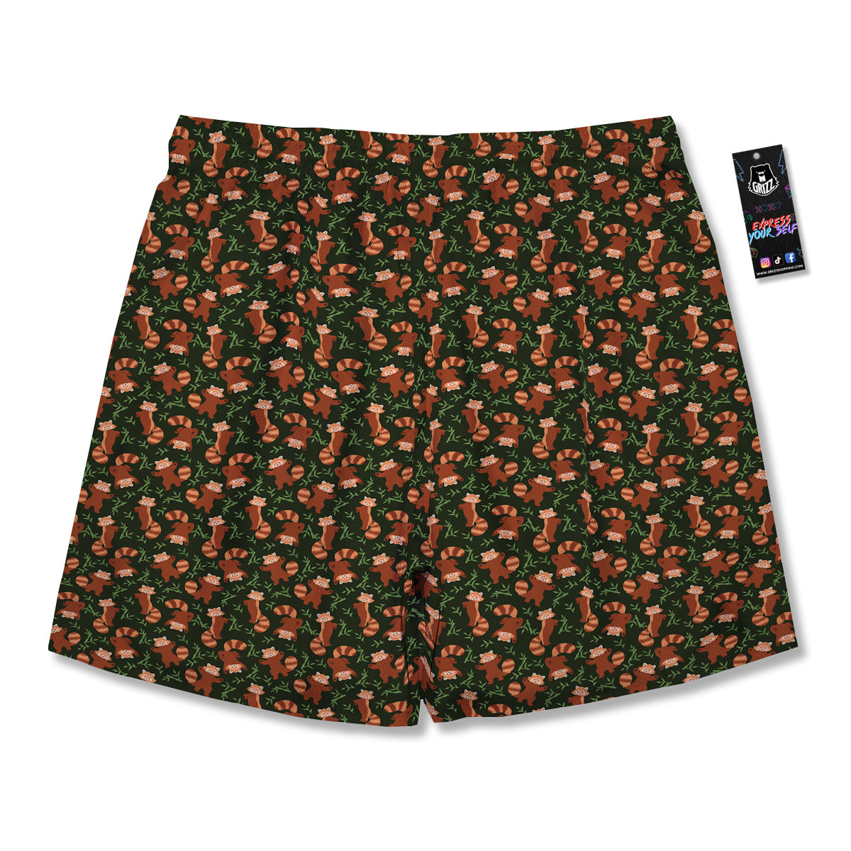 Brown Raccoon Cartoon Cute Print Pattern Men's Running Shorts-grizzshop