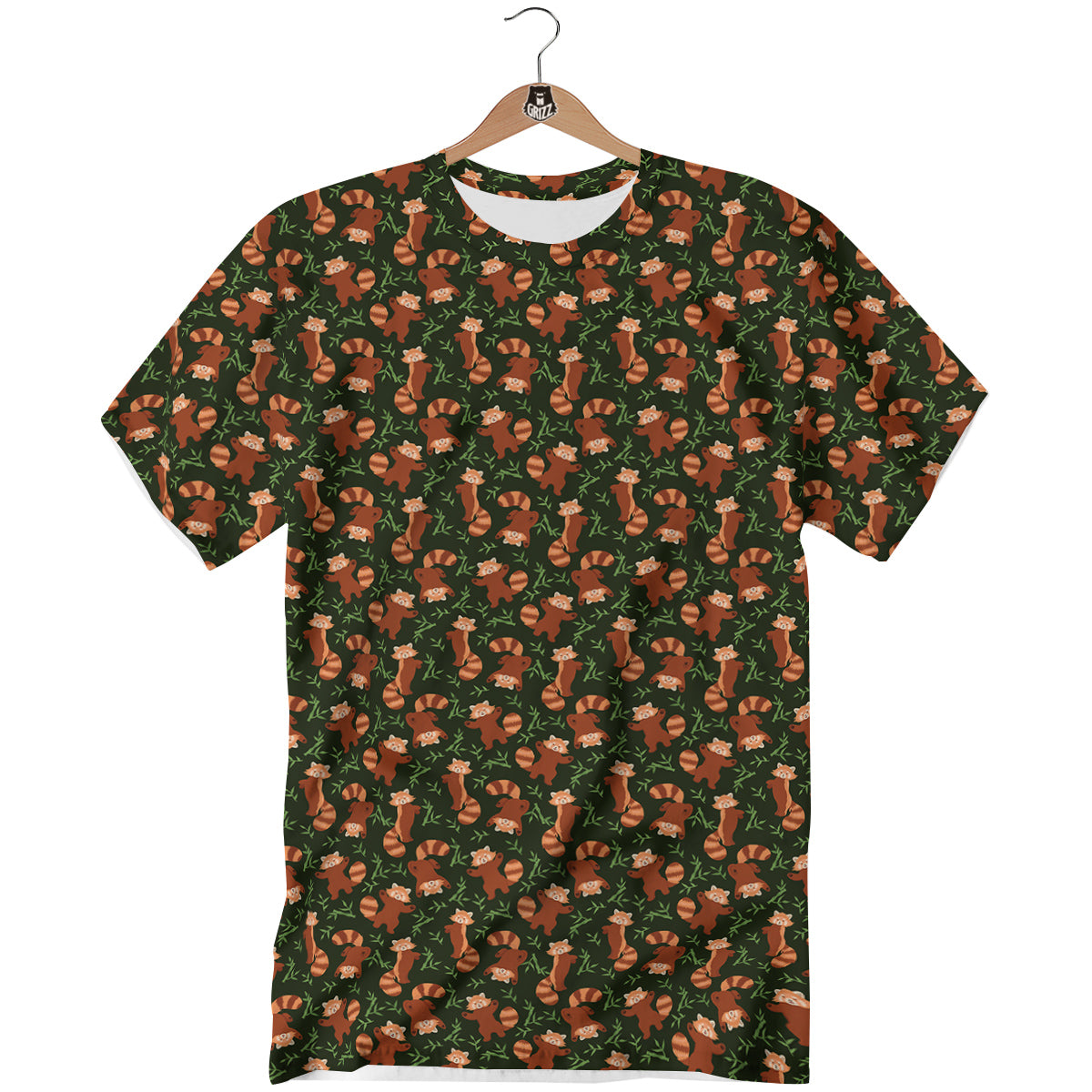 Brown Raccoon Cartoon Cute Print Pattern T-Shirt-grizzshop