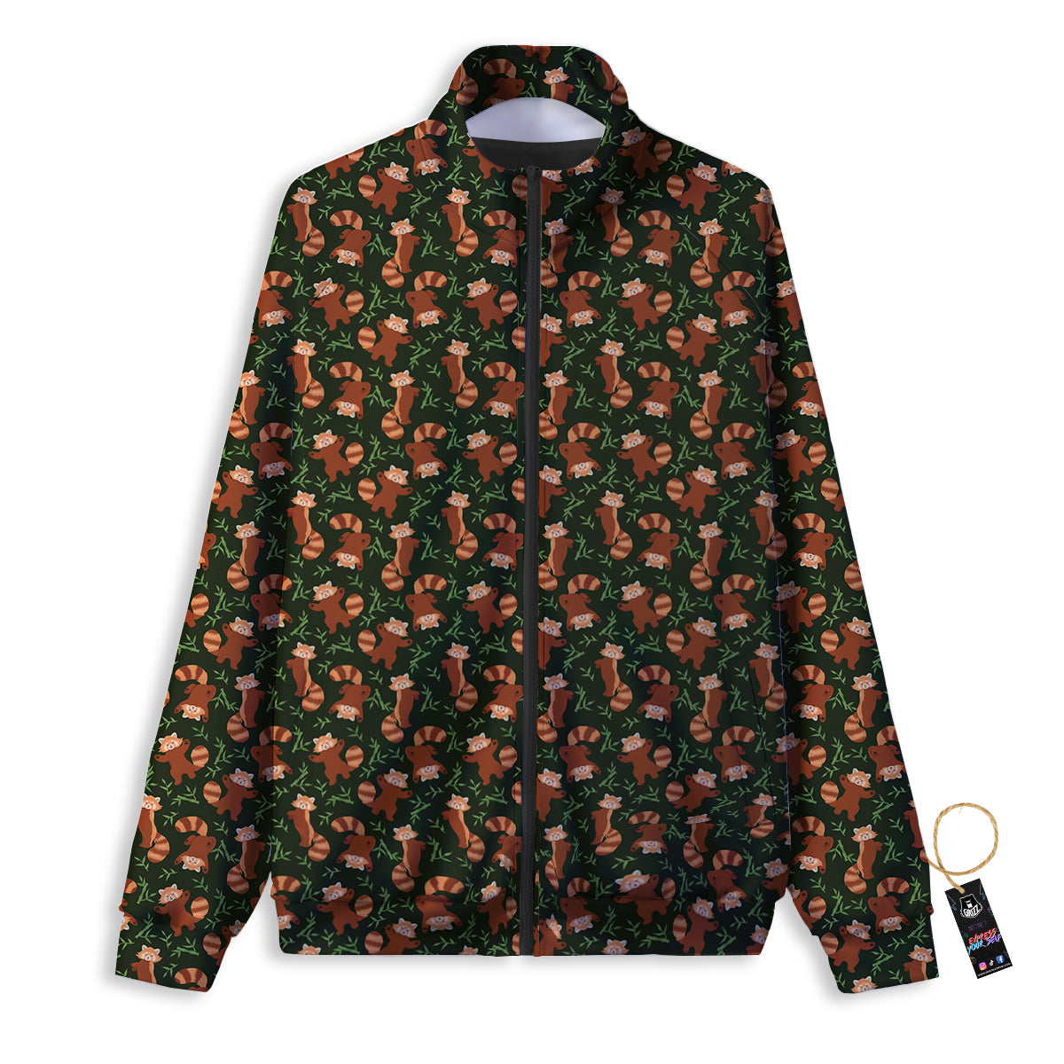 Brown Raccoon Cartoon Cute Print Pattern Track Jacket-grizzshop
