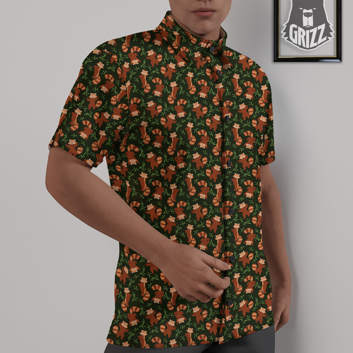 Brown Raccoon Cartoon Cute Print Pattern Untucked Shirts-grizzshop