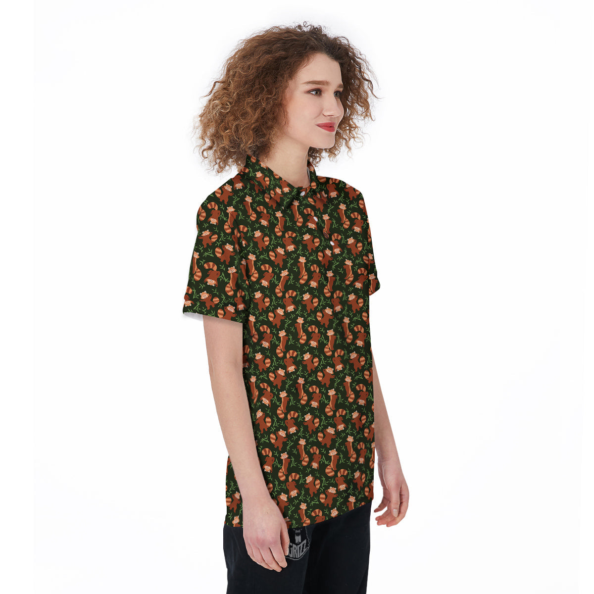 Brown Raccoon Cartoon Cute Print Pattern Women's Golf Shirts-grizzshop