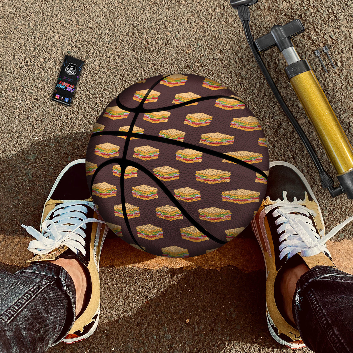 Brown Sandwich Print Pattern Basketball-grizzshop