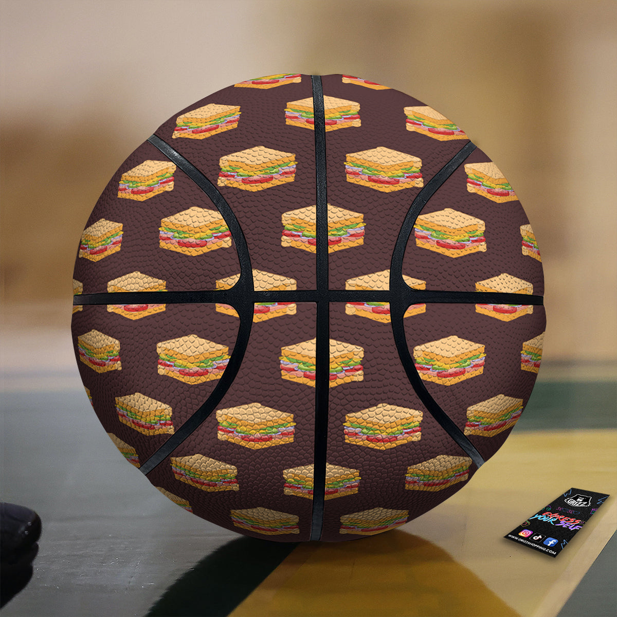 Brown Sandwich Print Pattern Basketball-grizzshop