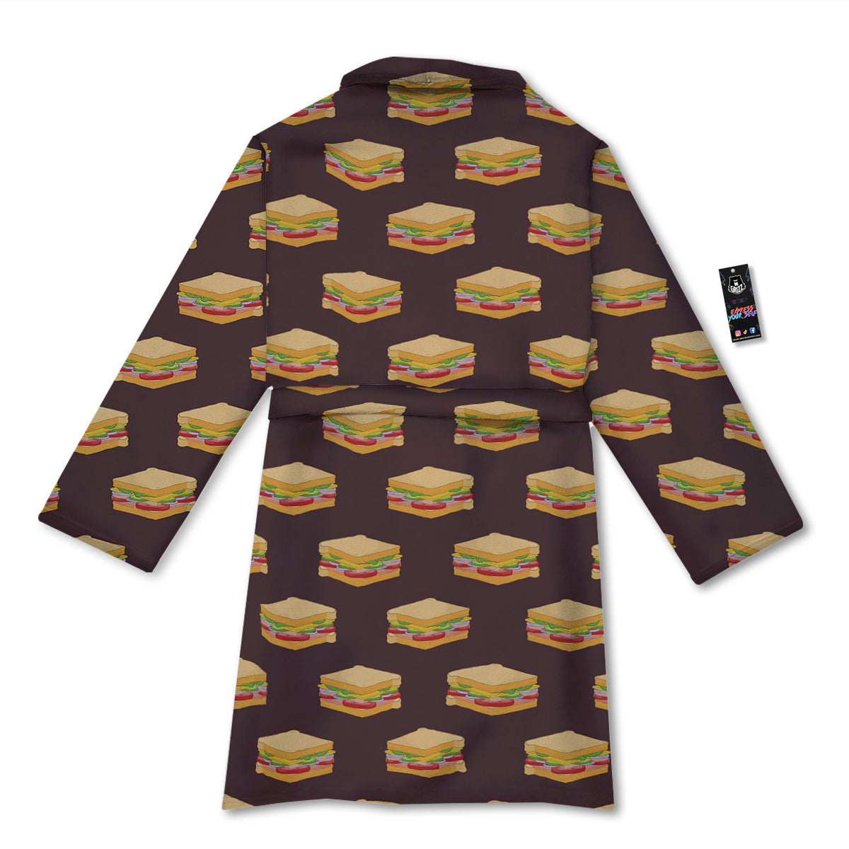 Brown Sandwich Print Pattern Bathrobe-grizzshop