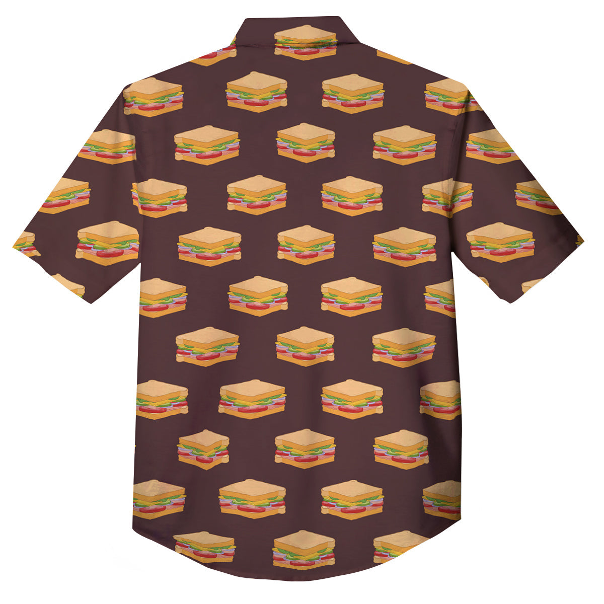 Brown Sandwich Print Pattern Button Up Shirt-grizzshop