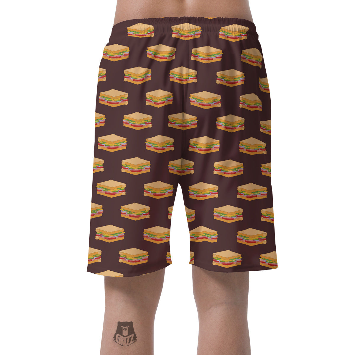 Brown Sandwich Print Pattern Men's Shorts-grizzshop