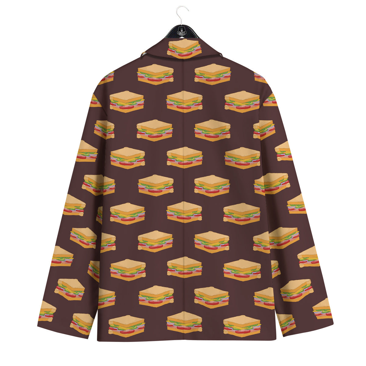 Brown Sandwich Print Pattern Men's Sport Coat-grizzshop