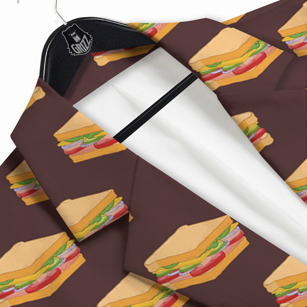 Brown Sandwich Print Pattern Men's Sport Coat-grizzshop