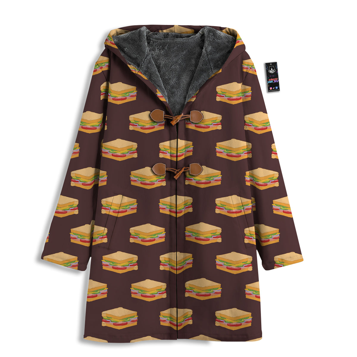 Brown Sandwich Print Pattern Men's Windbreaker Jacket-grizzshop