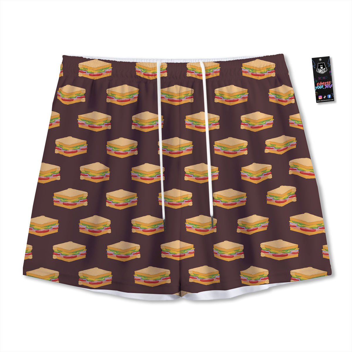 Eggplant Cute Print Pattern Mesh Shorts