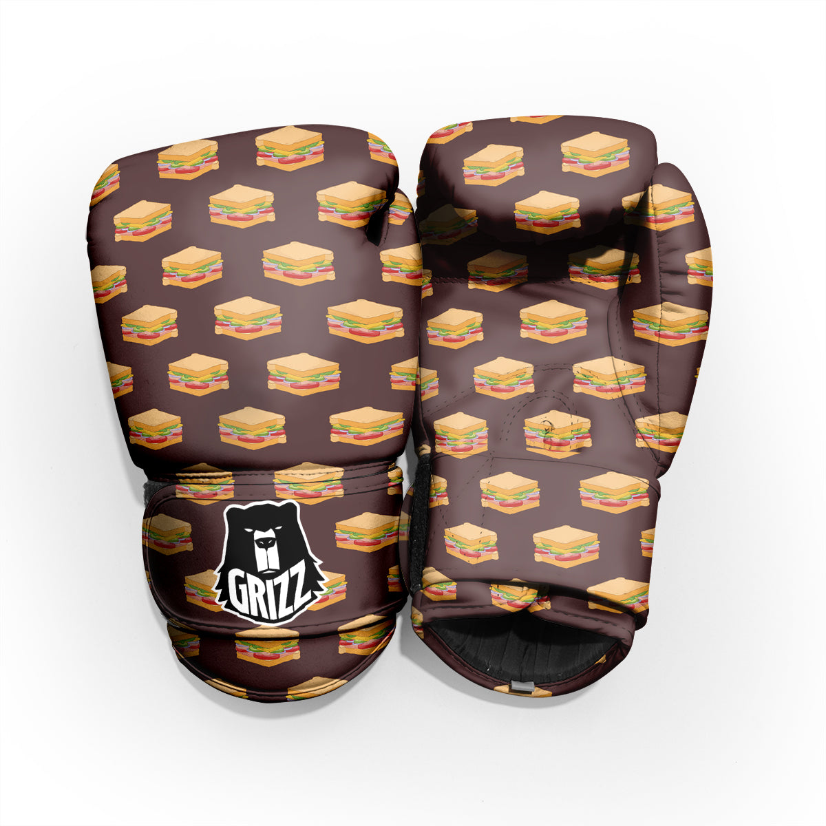 Brown Sandwich Print Pattern Pro Boxing Glove
