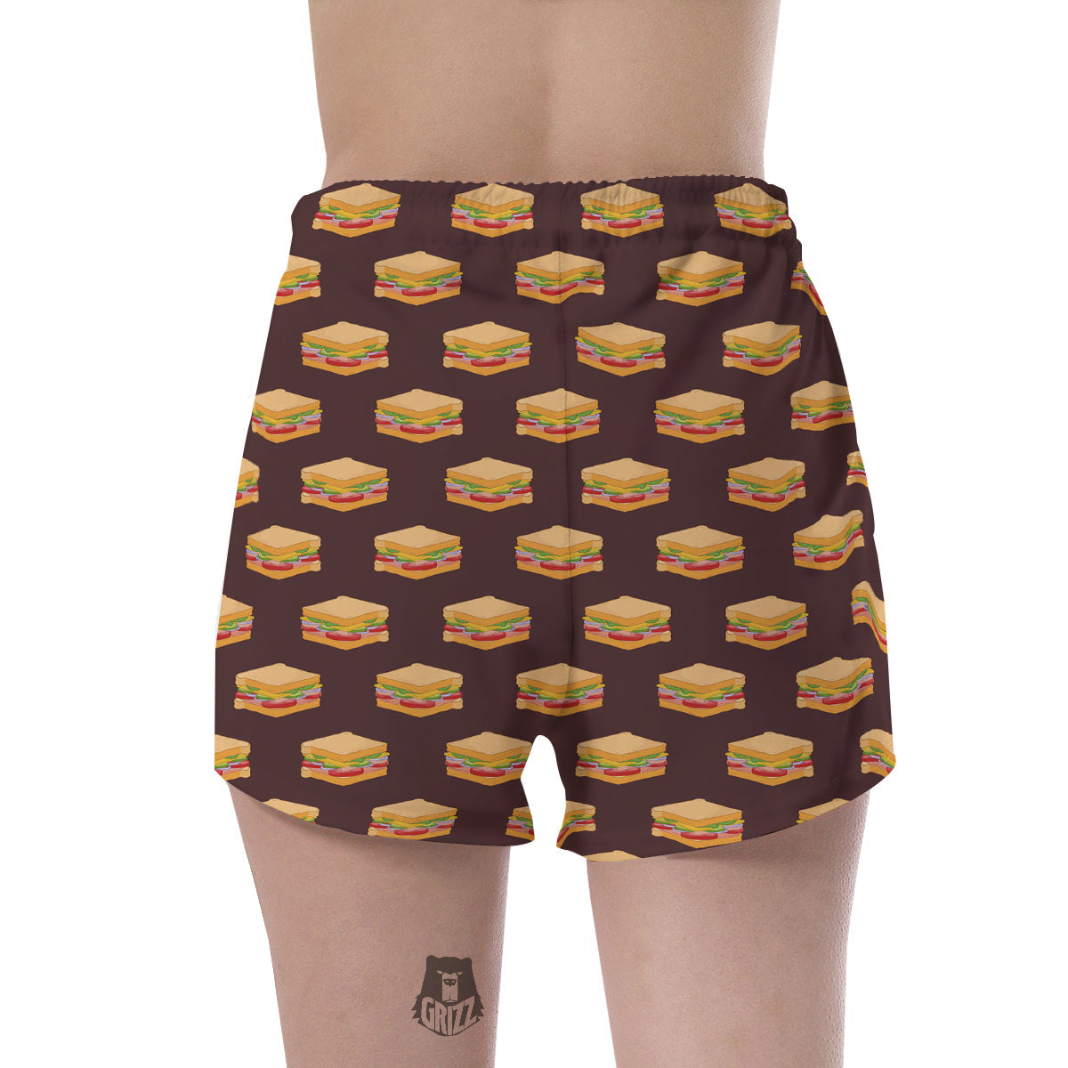 Brown Sandwich Print Pattern Women's Shorts-grizzshop