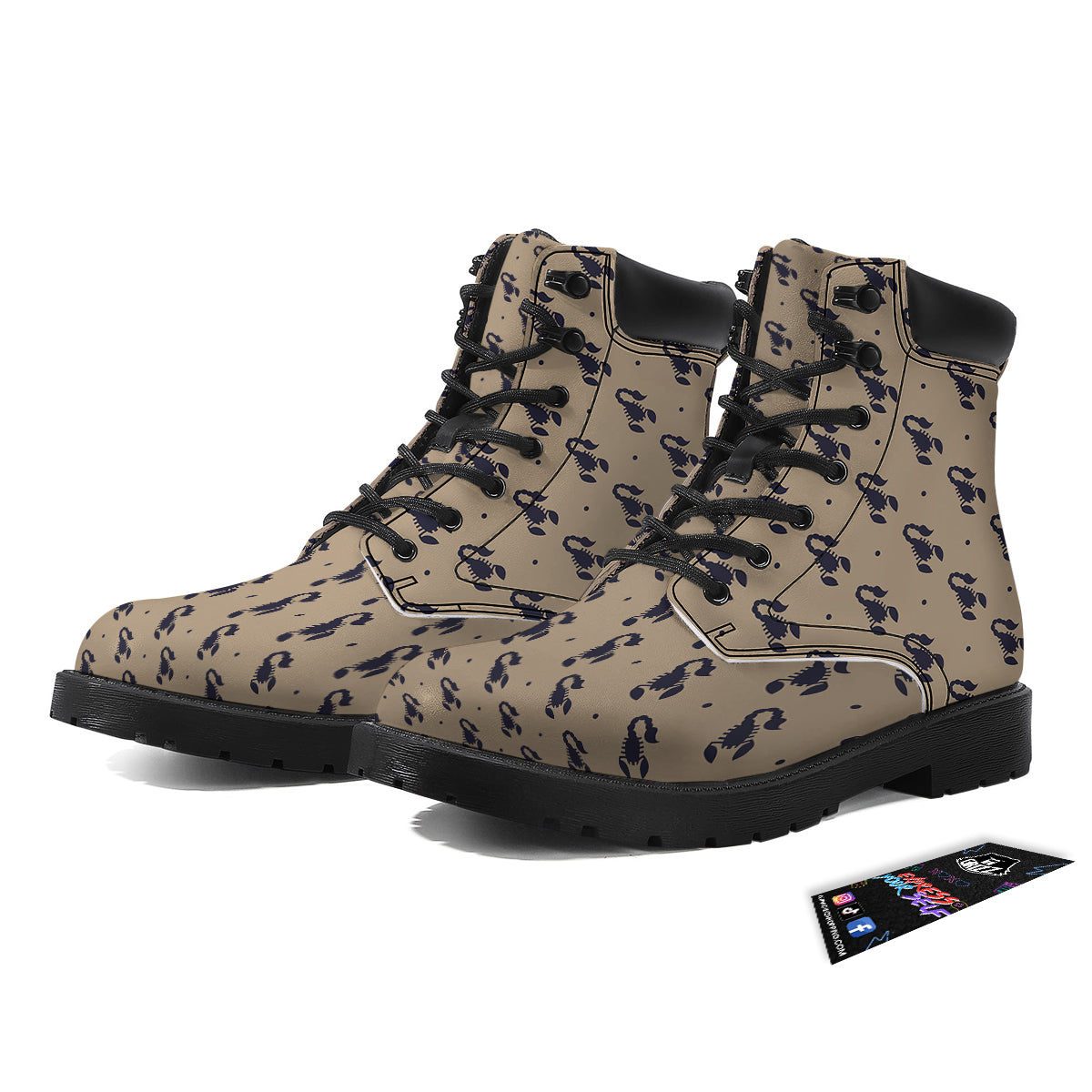 Brown Scorpion Print Pattern Boots-grizzshop