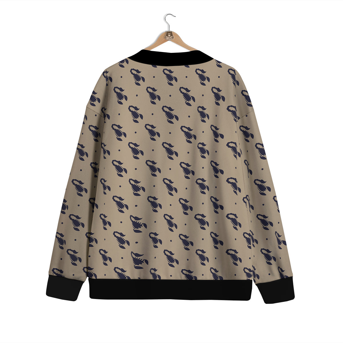 Brown Scorpion Print Pattern Cardigan-grizzshop