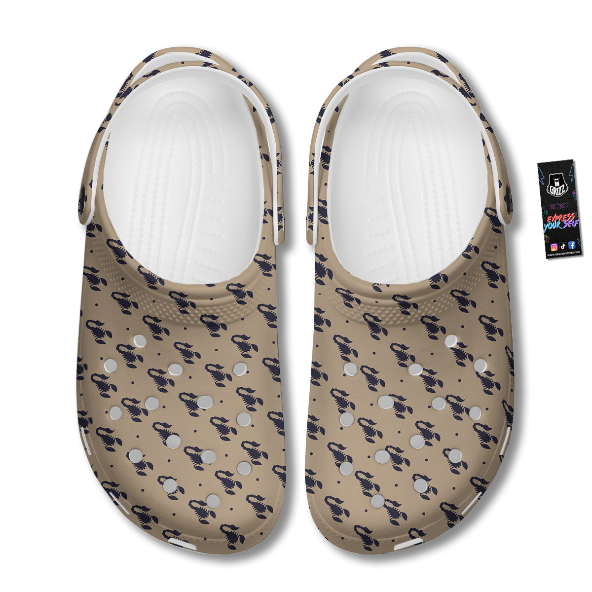 Brown Scorpion Print Pattern Clog-grizzshop