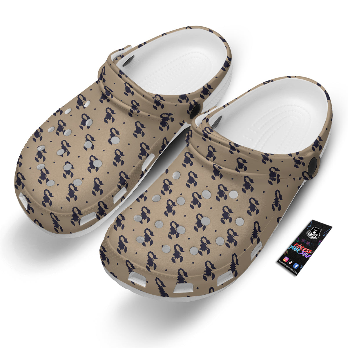 Brown Scorpion Print Pattern Clog-grizzshop