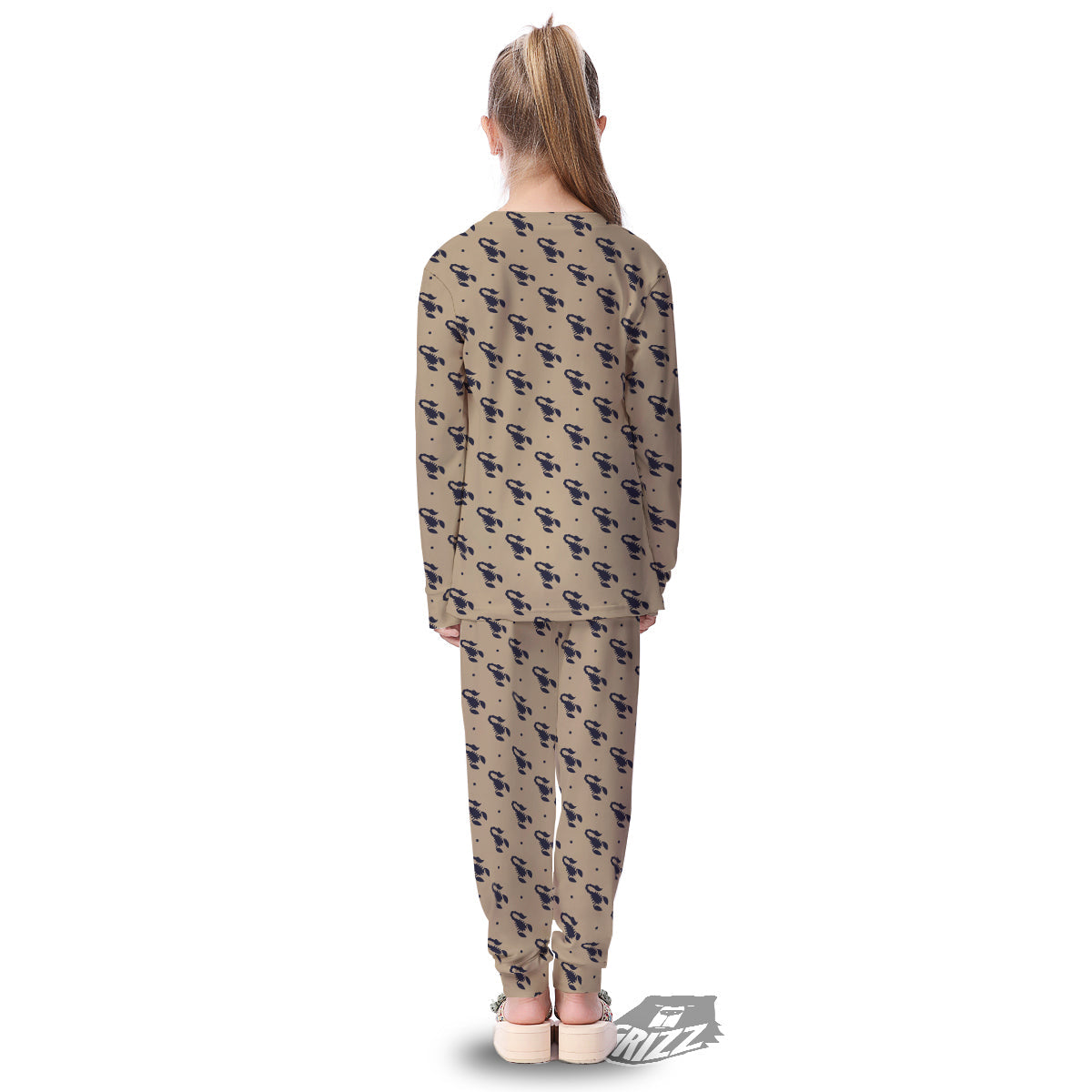 Brown Scorpion Print Pattern Kid's Pajamas-grizzshop