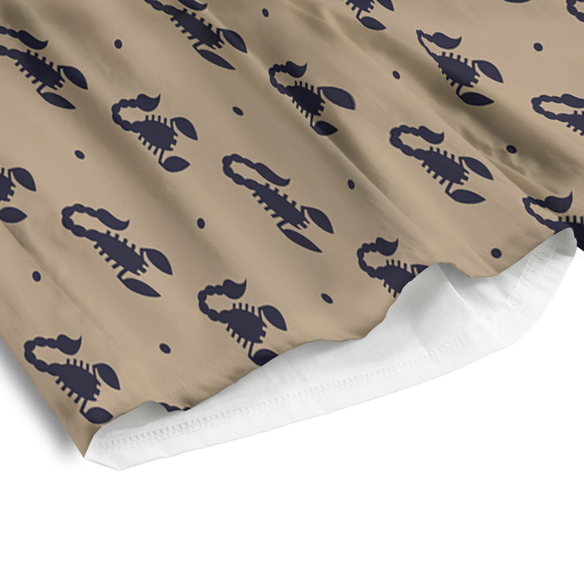 Brown Scorpion Print Pattern Men's Athletic Shorts