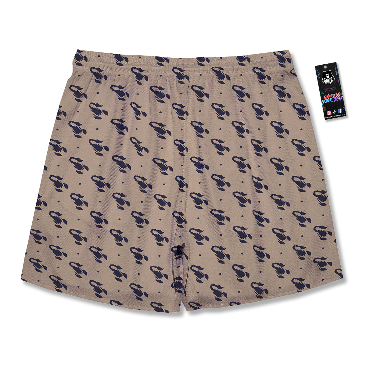 Brown Scorpion Print Pattern Men's Running Shorts-grizzshop