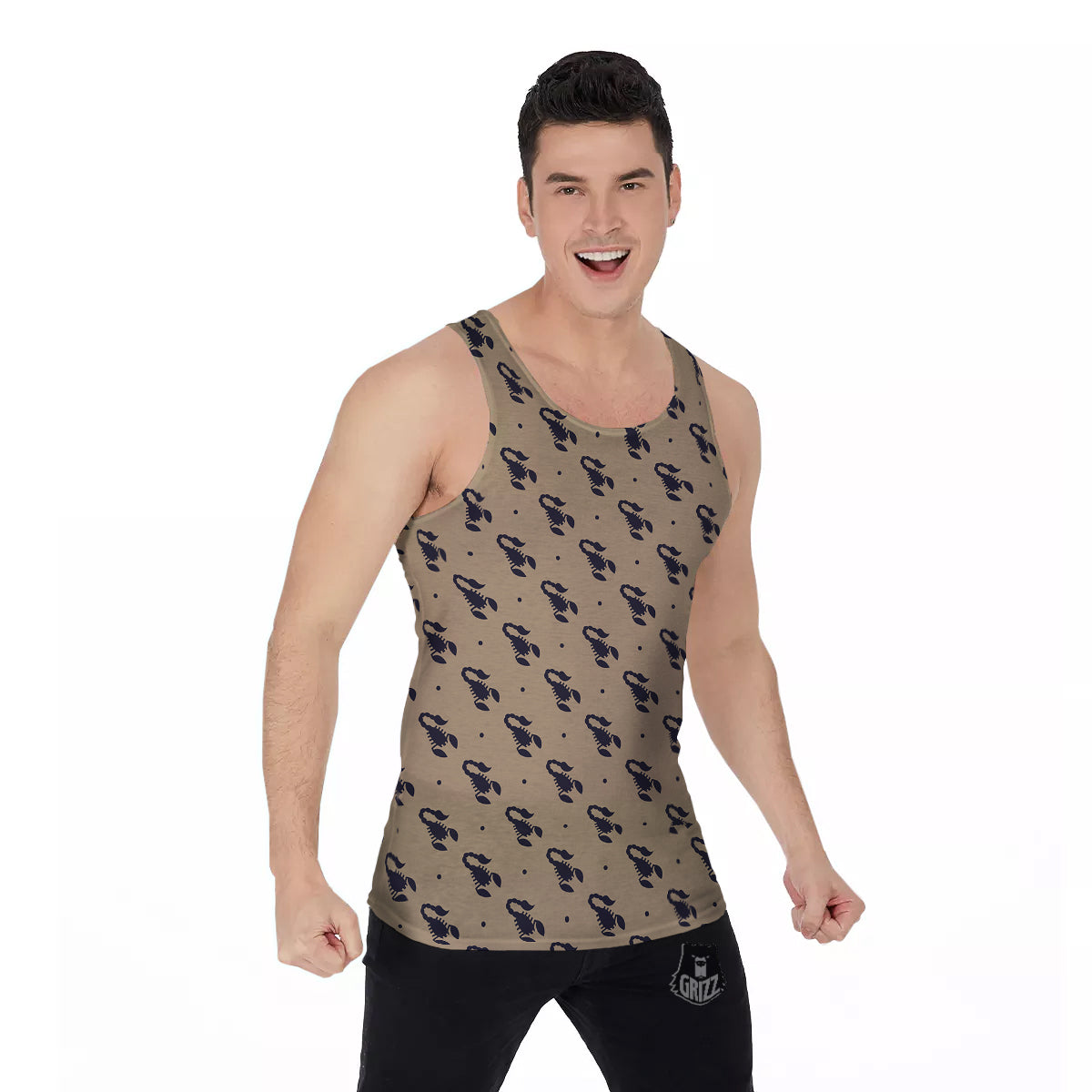 Brown Scorpion Print Pattern Men's Tank Top-grizzshop