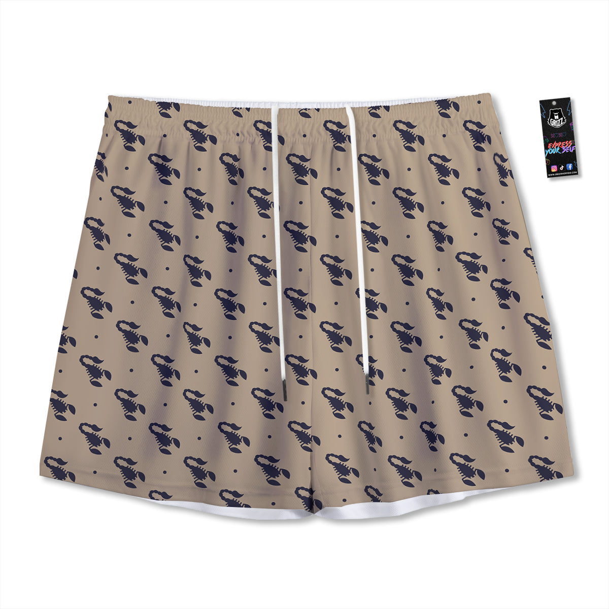 Eggplant Funny Print Pattern Mesh Shorts
