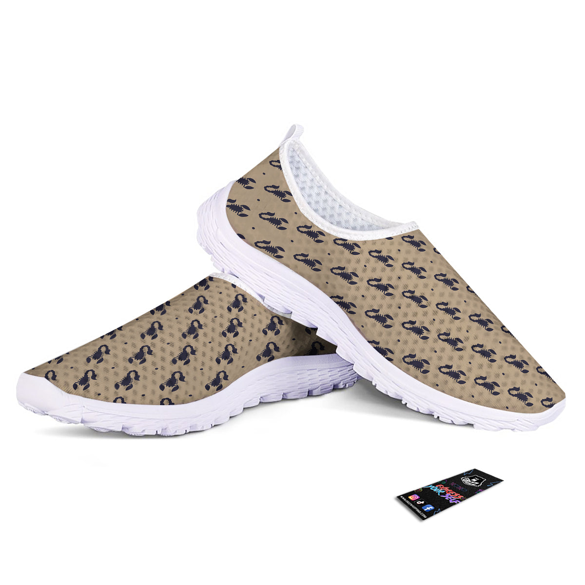 Brown Scorpion Print Pattern Nurse Shoes-grizzshop