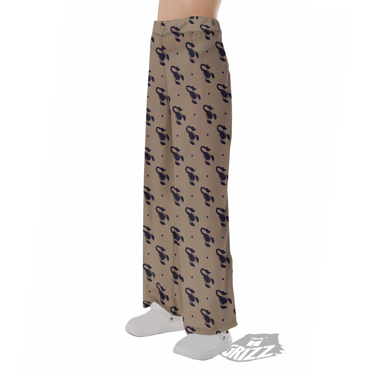 Brown Scorpion Print Pattern Pajama Pants-grizzshop