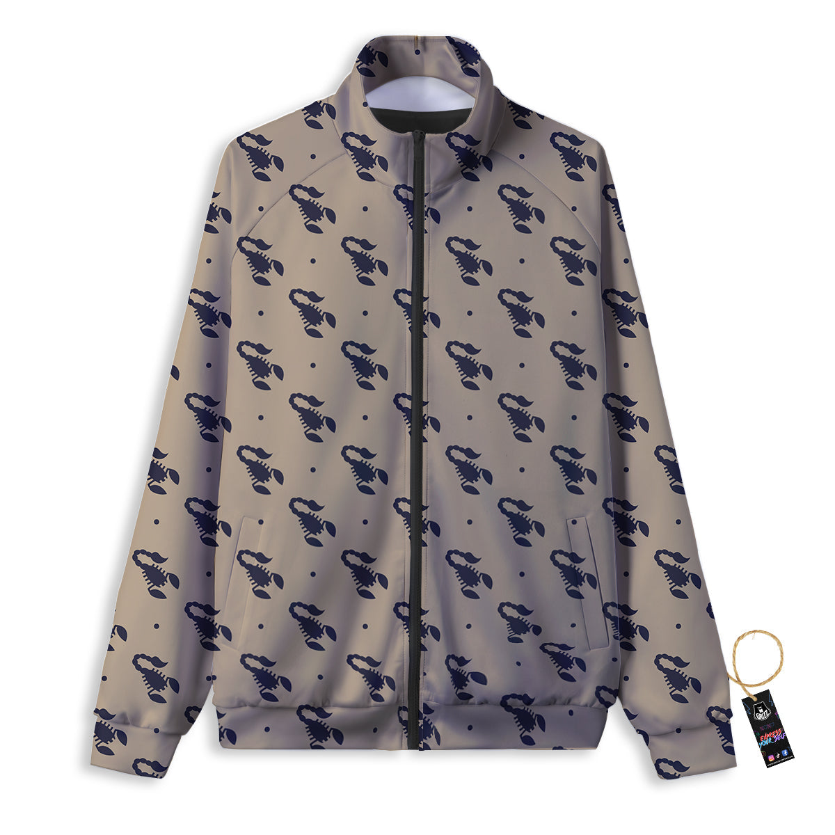 Brown Scorpion Print Pattern Track Jacket-grizzshop