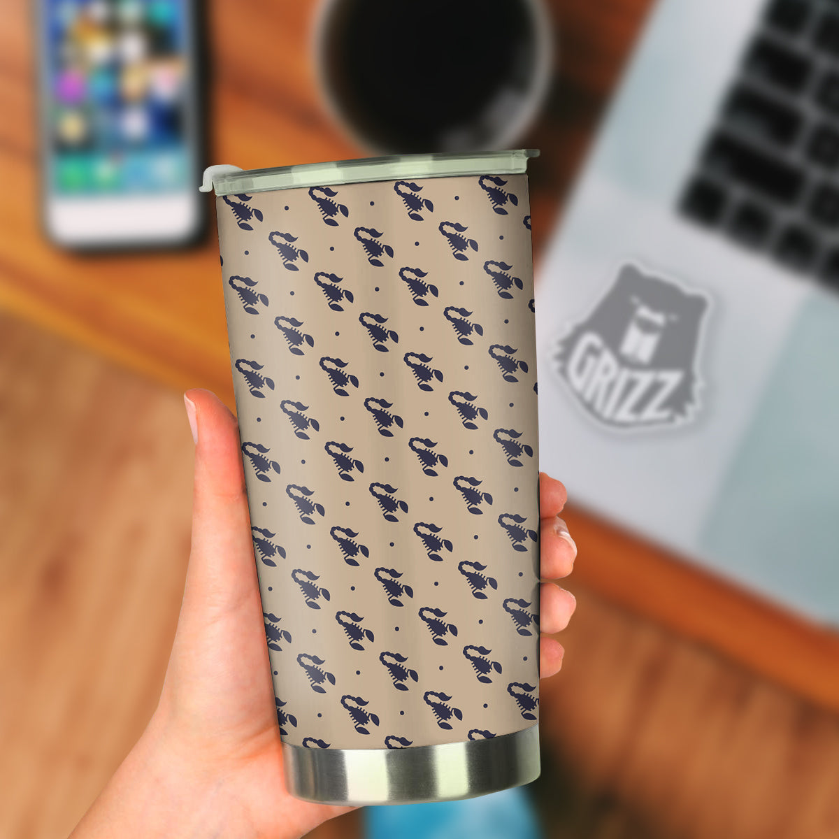 Brown Scorpion Print Pattern Tumbler-grizzshop