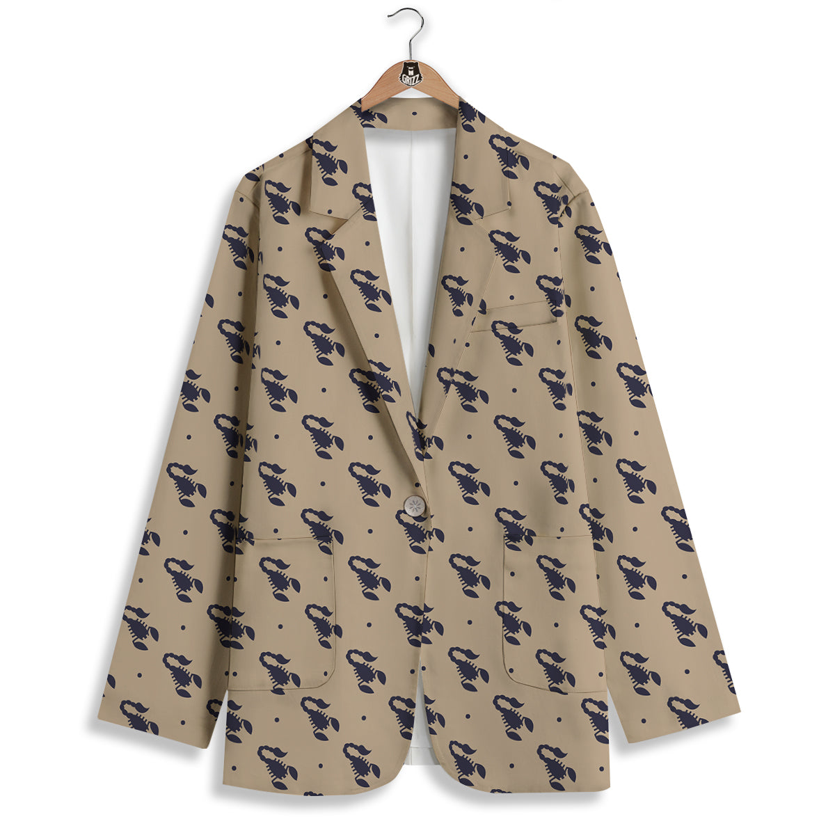 Brown Scorpion Print Pattern Women's Blazer-grizzshop
