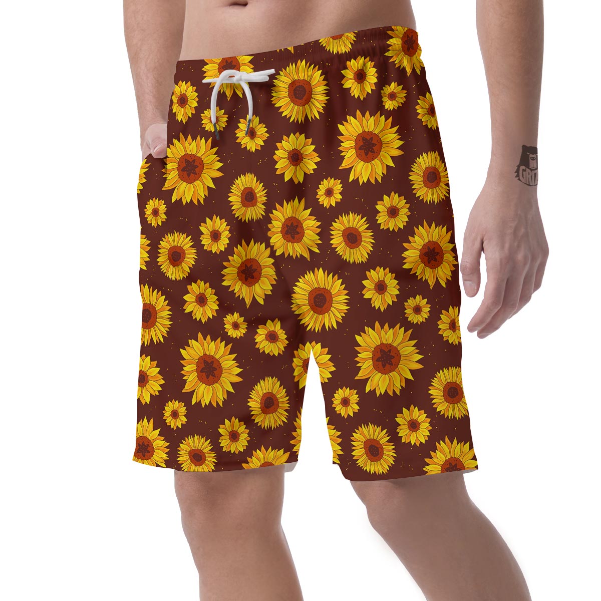 Brown Sunflower Men's Shorts-grizzshop